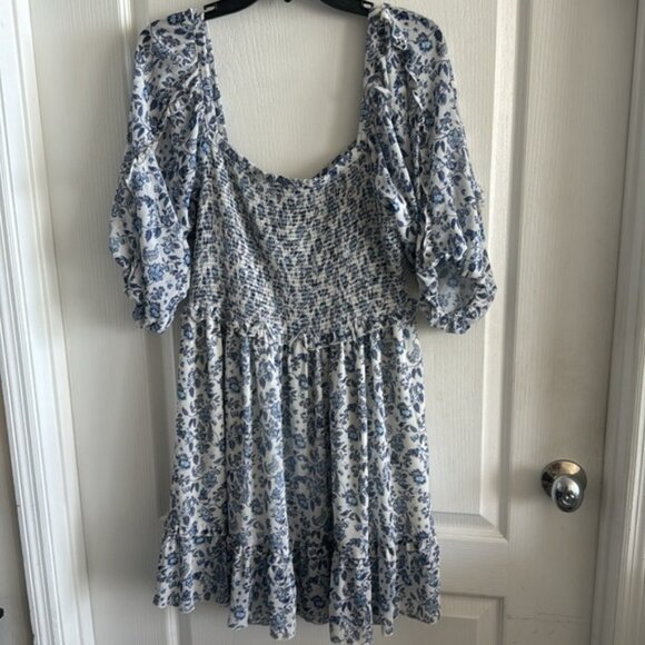 Super Natural by Secret Mission Dress Chiffon Ruffle Blue Floral M - Picture 13 of 16